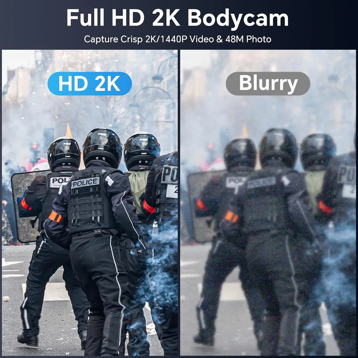 BOBLOV M5 Body Mounted Camera, 2K 128GB Camcorder, 4200mAh Battery for 12 Hours Video Record, IP67 Body Mounted Camera for Law Enforcement, Delivery (128GB NO GPS Version)