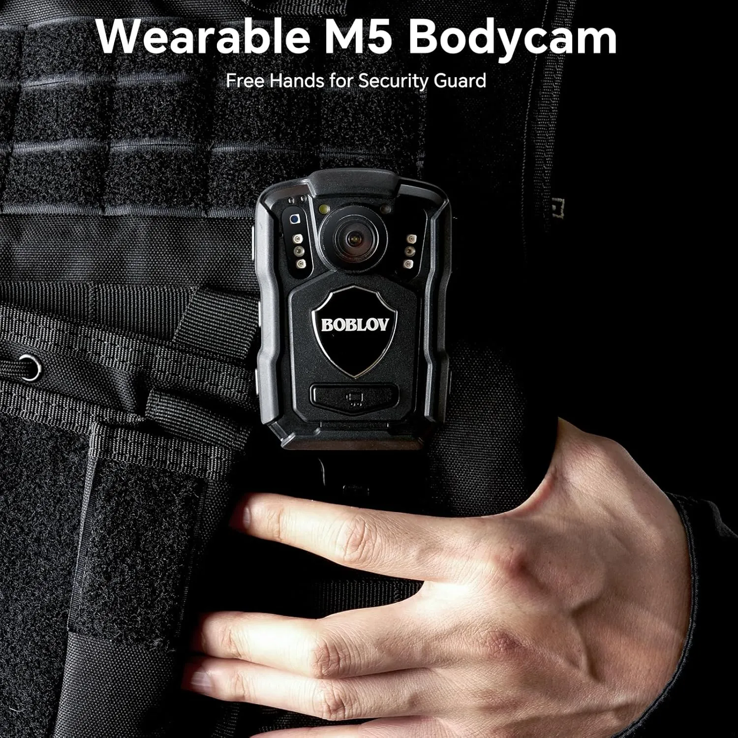 BOBLOV M5 Body Mounted Camera, 2K 128GB Camcorder, 4200mAh Battery for 12 Hours Video Record, IP67 Body Mounted Camera for Law Enforcement, Delivery (128GB NO GPS Version)