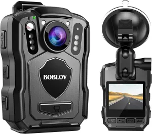 BOBLOV M5 Body Mounted Camera, 2K 128GB Camcorder, 4200mAh Battery for 12 Hours Video Record, IP67 Body Mounted Camera for Law Enforcement, Delivery (128GB NO GPS Version)