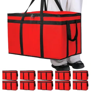 Bodaon 10-Pack Insulated Food Delivery Bag, XXXL Pizze Cooler Bags, Warmer/Frozen, Cold/Hot Thermal Styrofoam Carrier for Car/Travel/Shopping/Catering/Doordash, Dashers Door Dash Accessories