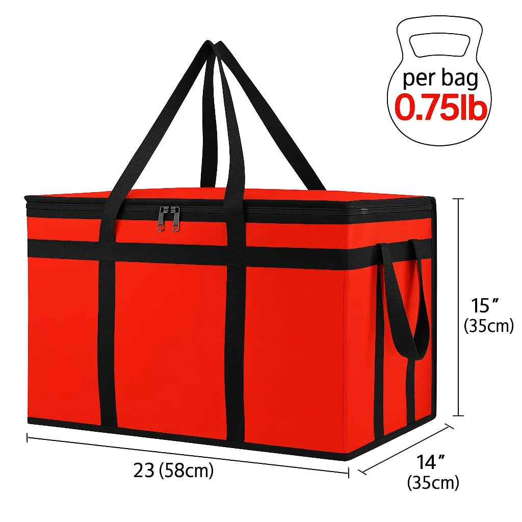 Bodaon 10-Pack Insulated Food Delivery Bag, XXXL Pizze Cooler Bags, Warmer/Frozen, Cold/Hot Thermal Styrofoam Carrier for Car/Travel/Shopping/Catering/Doordash, Dashers Door Dash Accessories