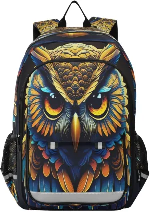 Boho Owl Book Bag for Kids, Durable School Backpack, Little Backpack for Kids