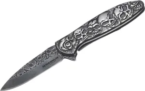 Boker Magnum 01SC519N Dia De Los Muertos Knife with 3 3/8 in. 440 Stainless Steel Blade, Silver