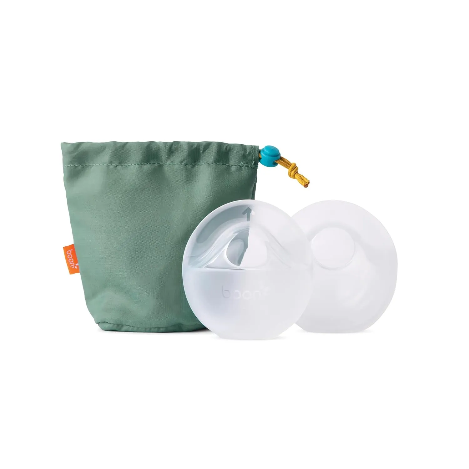 Boon Trove Silicone Manual Breast Pump Set - Hands Free Breast Milk Collector - Includes Polyester Travel Pouch - Breastfeeding Essentials - 2 Count