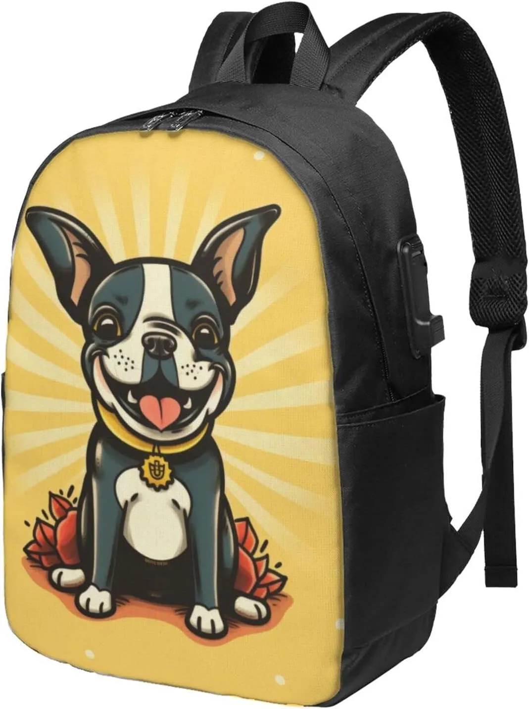 Boston Terrier Travel Laptop Backpack - Durable Business Laptops Backpack with USB Charging Port