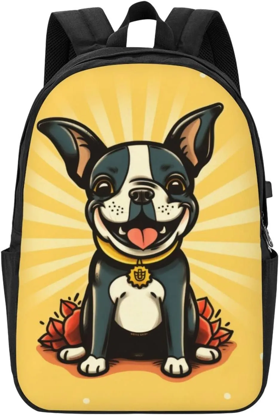 Boston Terrier Travel Laptop Backpack - Durable Business Laptops Backpack with USB Charging Port