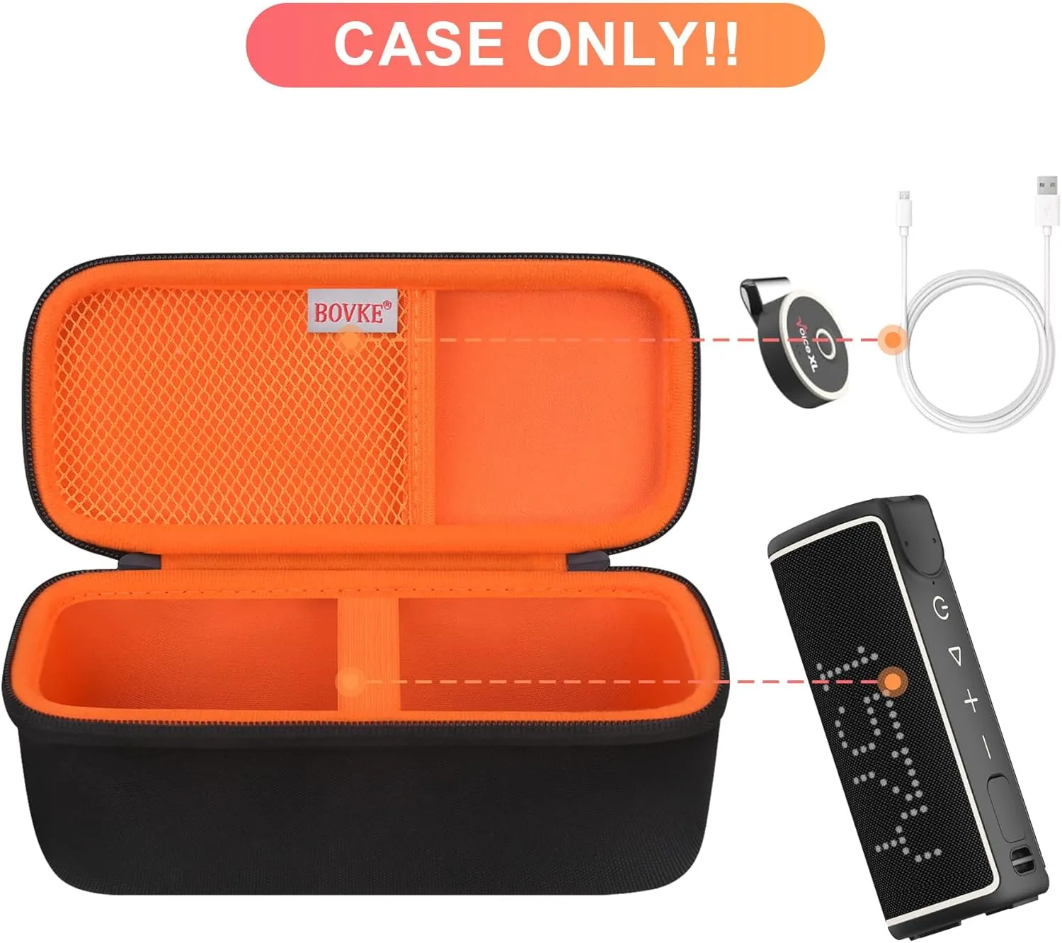 BOVKE Carrying Case Compatible with GOLFBUDDY Voice XL Magnetic Golf GPS Speaker, Attachable Golf GPS Speaker Holder with Mesh Pocket for Charging Cords and Accessories, Black