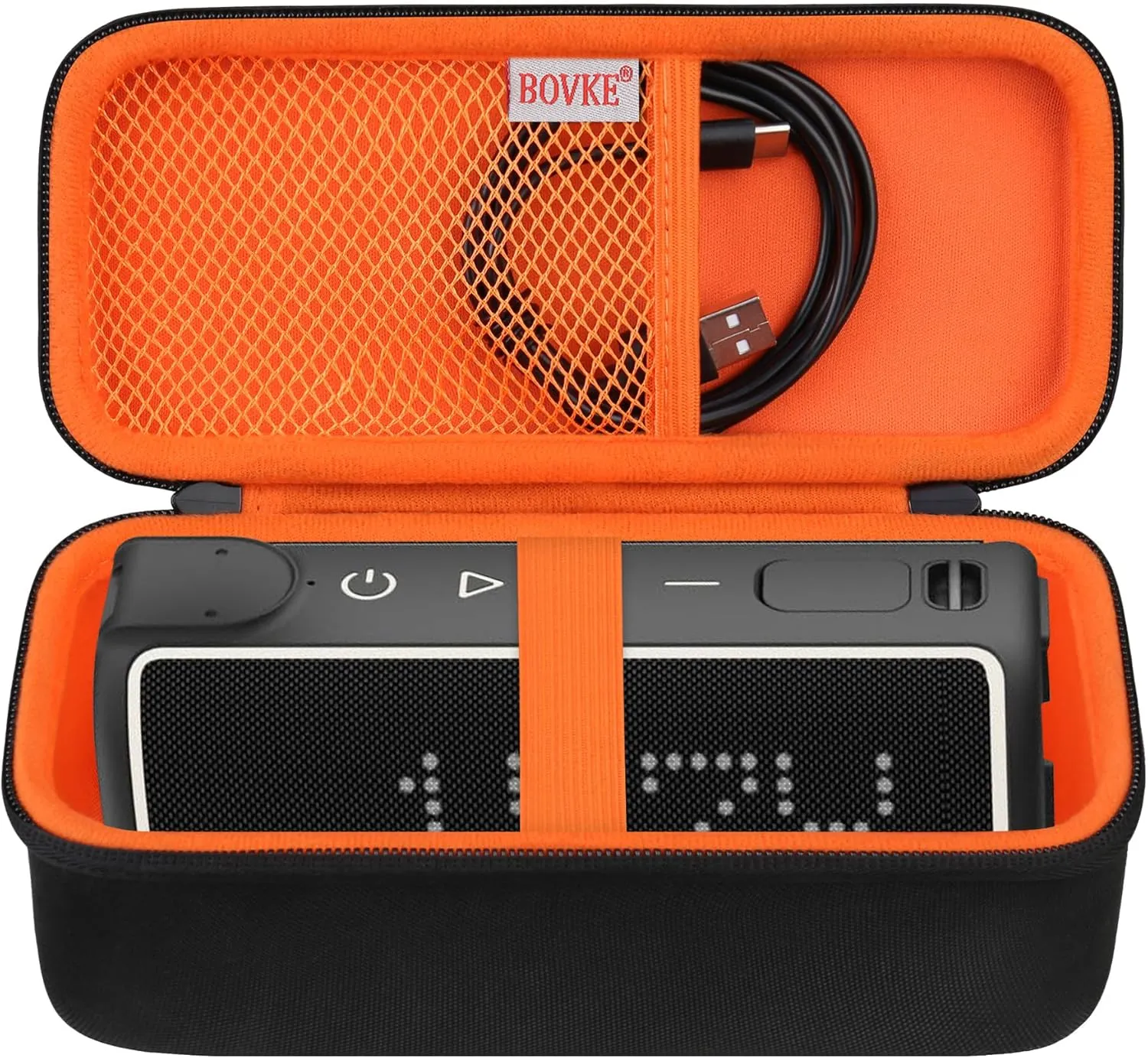 BOVKE Carrying Case Compatible with GOLFBUDDY Voice XL Magnetic Golf GPS Speaker, Attachable Golf GPS Speaker Holder with Mesh Pocket for Charging Cords and Accessories, Black