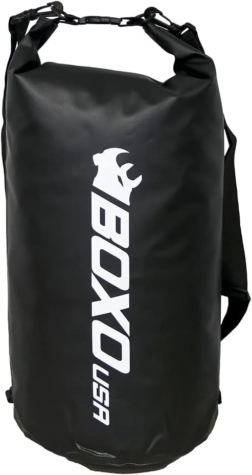 BOXO USA Waterproof Dry Bag - Keeps GearTools Dry - Lightweight 20L Storage, BLACK