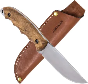 BPS Knives HK4 CSH - Fixed-Blade Carbon Steel Knife - Camping Full-Tang Knife with Leather Sheath - Survival Tactical Knife - Handmade Camp Knives - Utility Knives with Wood Handle