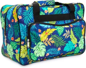 Bright Creations Tropical Leaves Sewing Machine Carrying Case - Travel Tote Bag Accessories Organizer - Compatible with Most Standard Models - Sewing Bag (18.1 x 9.4 x 12.2 Inch)