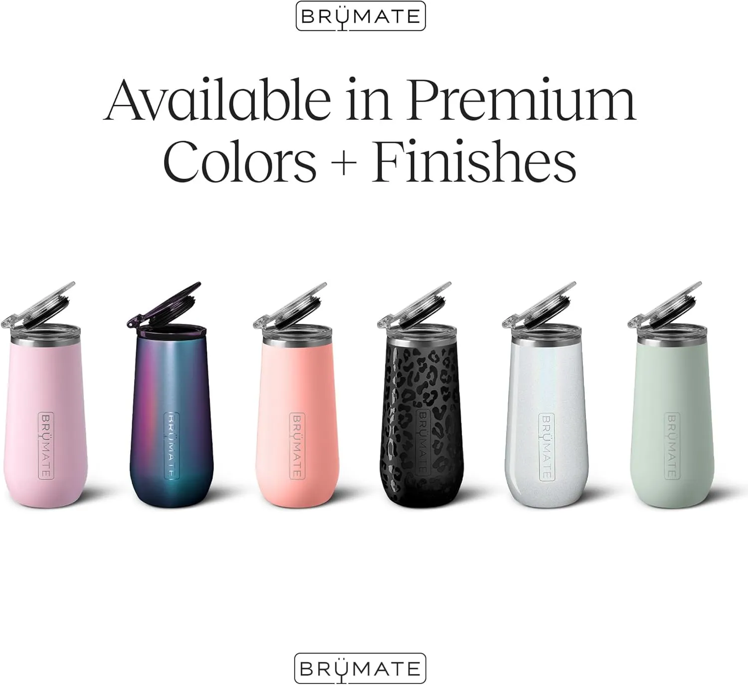 BrüMate 12oz Insulated Champagne Flute With Flip-Top Lid - Made With Vacuum Insulated Stainless Steel (Guava)