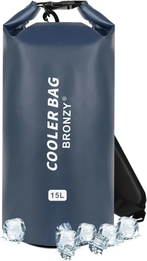 BRONZY Soft Cooler Bag 15 Liter Portable Ice Chest Box Backpack Cooler,48  Hours Cooling,Insulated,Waterproof,Leakproof Cooler Bag for Camping,Picnic,Hiking,Beach,Lunch(Navy Blue)
