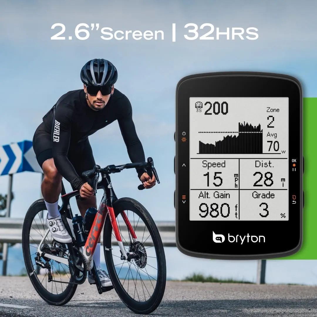 Bryton Rider 460 Sensor Bundle 2.6 Inch LCD GPS Bike Computer Innovative Navigation Assistance, Compatible with E-Bike and Bike Radar, 32hrs Long Battery Life, Bluetooth ANT Waterproof