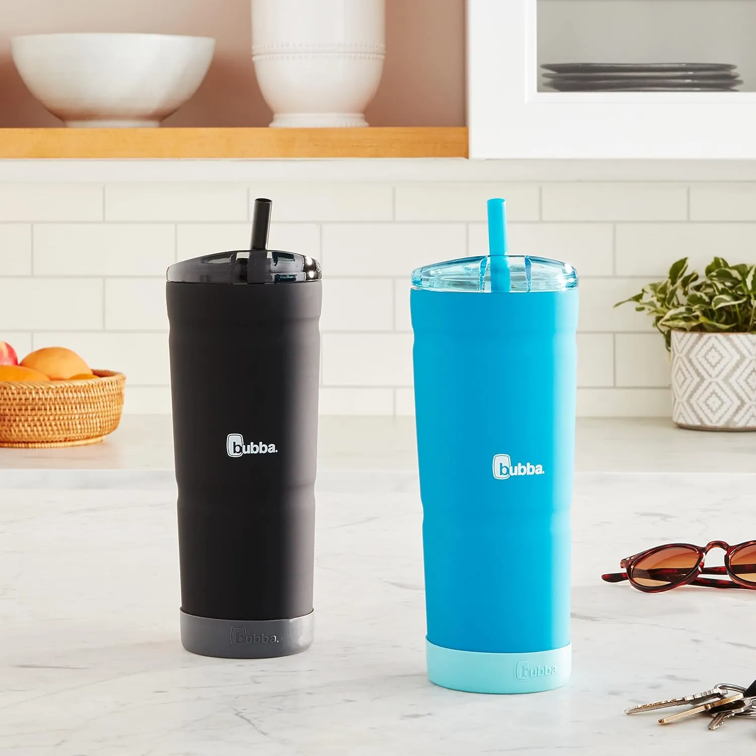 Bubba Vacuum Insulated Stainless Steel Tumbler with Straw and Bumper Envy S 24oz. Rubberized 2 Pack Tutti Fruity & Licorice