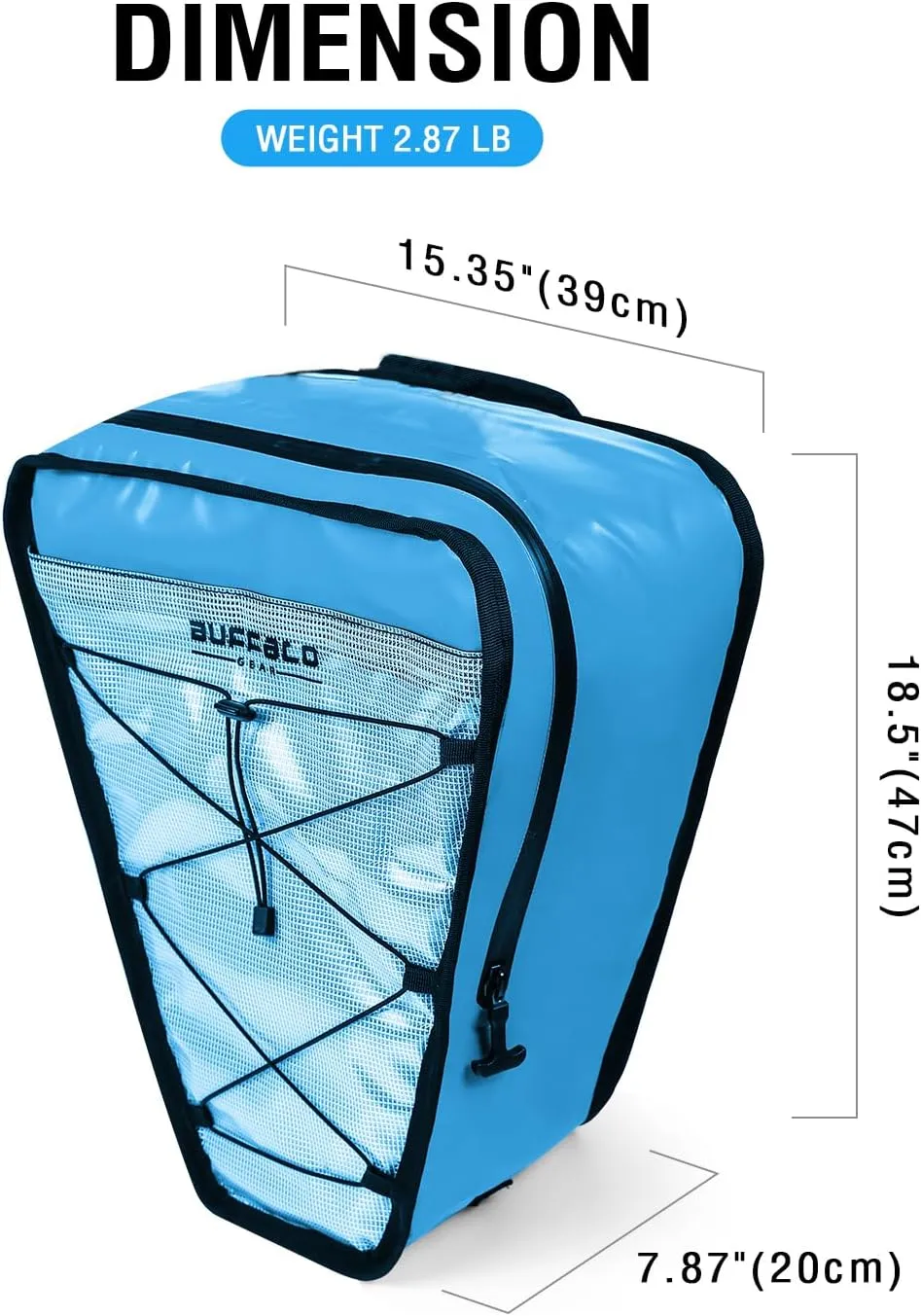 Buffalo Gear Insulated Kayak Cooler 15" x 18" Kayak Cooler Bag with Shoulder Strap for Fishing, Kayaking-Keeps Your Catch or Drinks Cold All Day, Blue