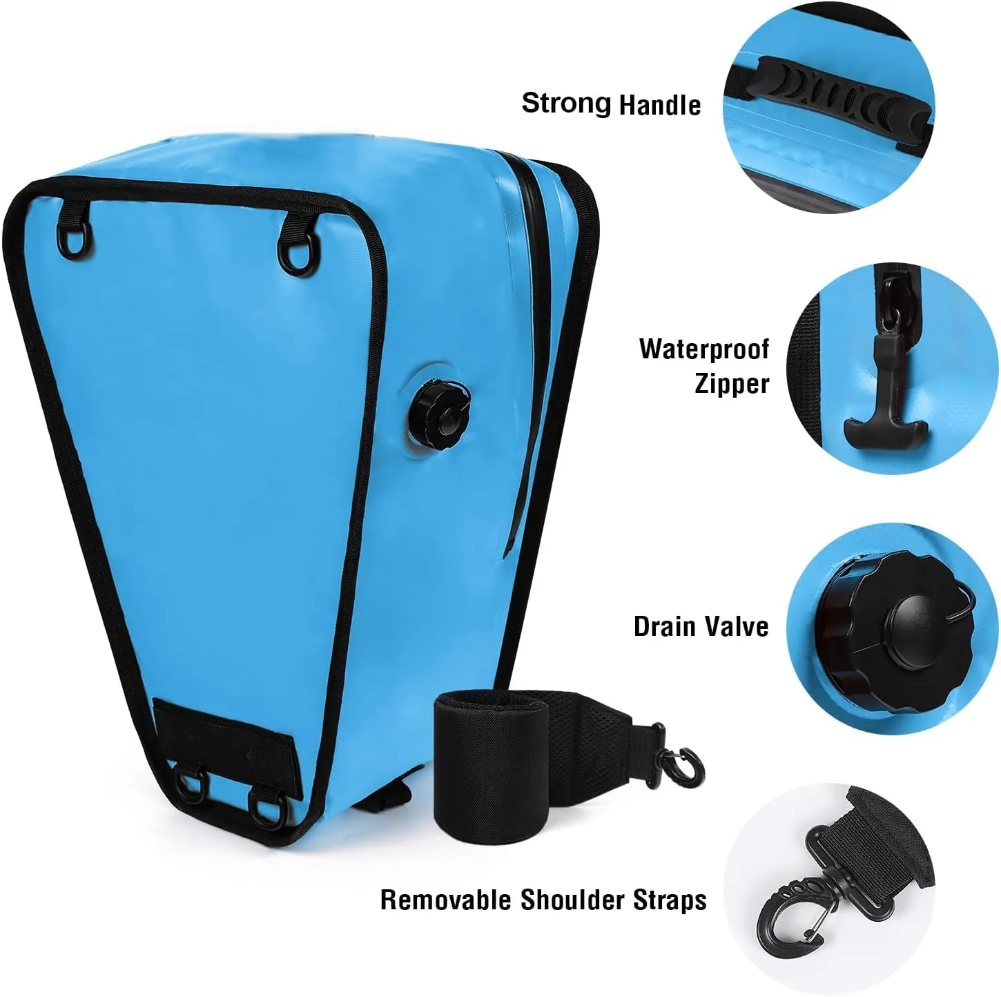 Buffalo Gear Insulated Kayak Cooler 15" x 18" Kayak Cooler Bag with Shoulder Strap for Fishing, Kayaking-Keeps Your Catch or Drinks Cold All Day, Blue