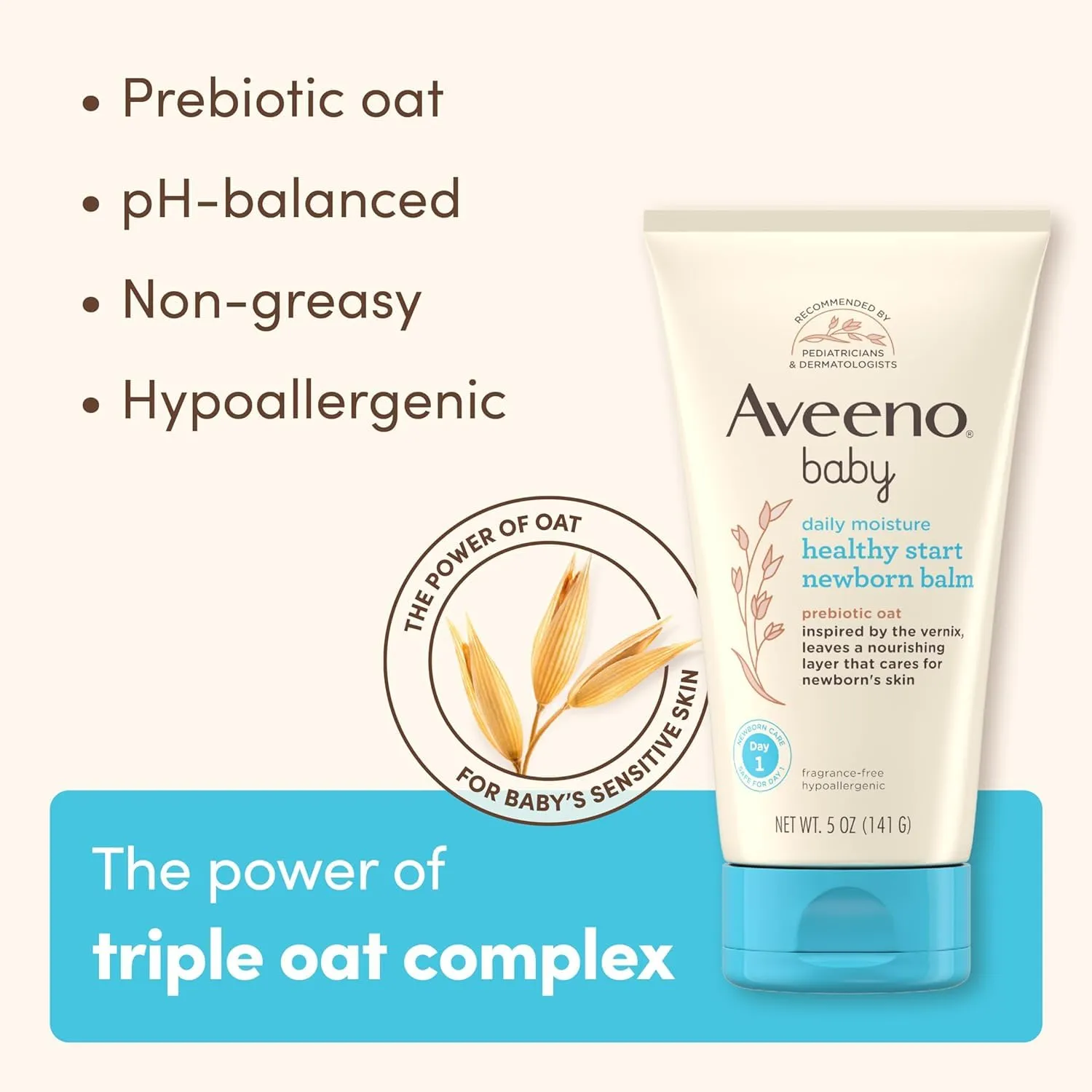 Bundle of Aveeno Baby Healthy Start Newborn Wash, Hypoallergenic Baby Body Wash with Prebiotic Oat, Fragrance-Free, 8 fl. oz   Newborn Balm, Baby Skin Balm with Prebiotic Oat , Fragrance-Free, 5 oz