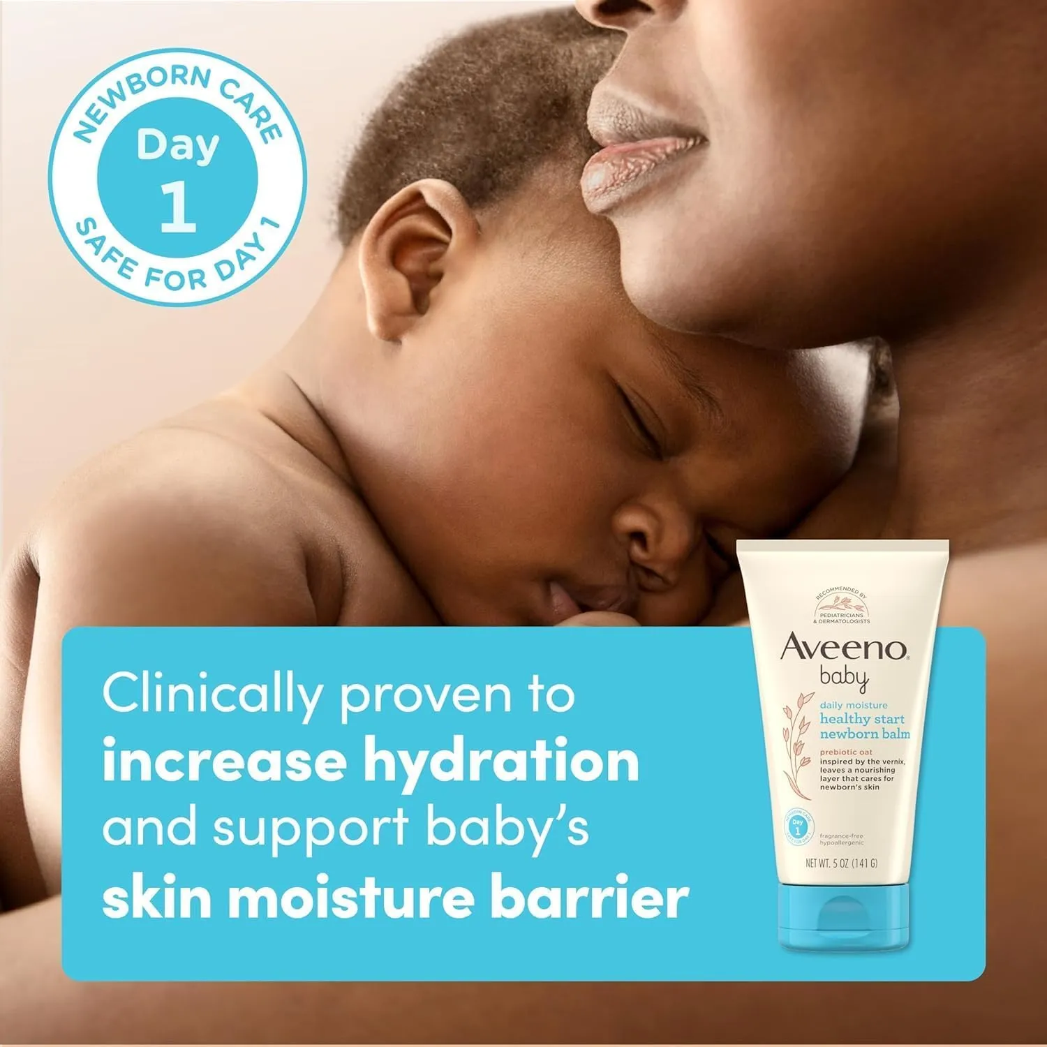 Bundle of Aveeno Baby Healthy Start Newborn Wash, Hypoallergenic Baby Body Wash with Prebiotic Oat, Fragrance-Free, 8 fl. oz   Newborn Balm, Baby Skin Balm with Prebiotic Oat , Fragrance-Free, 5 oz