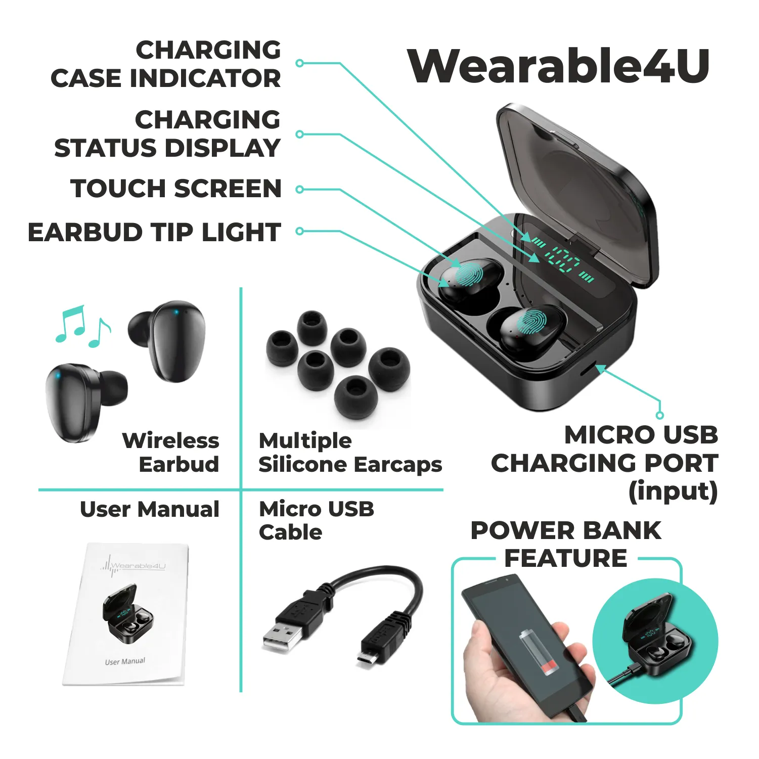 Bushnell Wingman View Golf GPS Bluetooth Speaker with Wearable4U Ultimate EarBuds and Wall and Car Chargers Bundle
