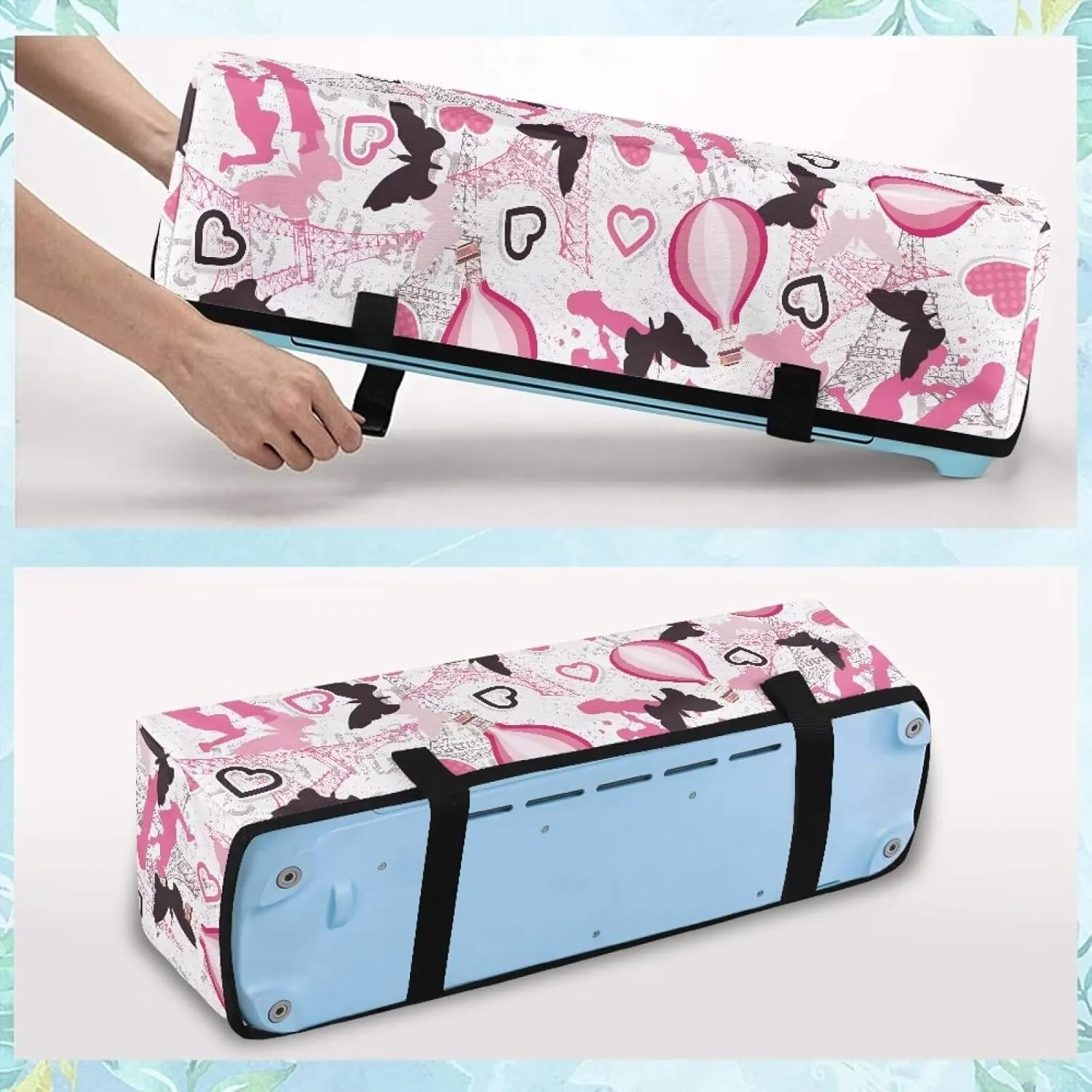 Butterfly Heart Carrying Case Cover with Pockets Dust Cover Valentine Decor Elastic Carrying Case Bag Lightweight DIY Cutting Machine Storage Bag Universal Fit