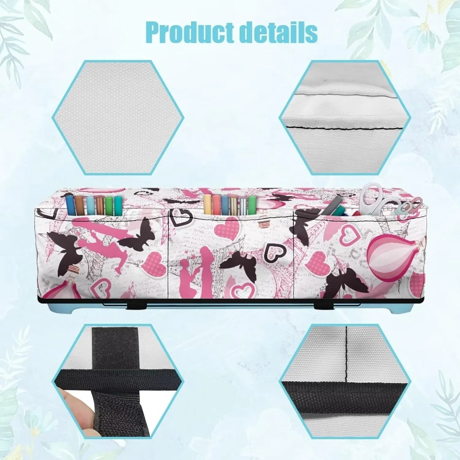 Butterfly Heart Carrying Case Cover with Pockets Dust Cover Valentine Decor Elastic Carrying Case Bag Lightweight DIY Cutting Machine Storage Bag Universal Fit