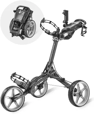 Caddytek CaddyLite Compact 3-Wheel Golf Push Cart – Lightweight Folding Golf Trolley with Hand Brake, EVA Wheels, Umbrella Holder, Storage Console, and Travel-Ready Design