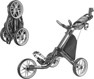 Caddytek CaddyLite EZ Fold Version 8 Golf Push Cart – Collapsible, Lightweight, 3-Wheel, One-Click Folding for Easy Storage