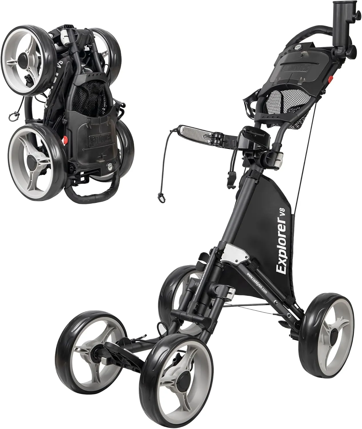 CaddyTek Explorer V8 - SuperLite 4 Wheel Golf Push Cart, Explorer Version 8