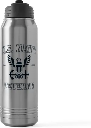 CafePress U.S. Navy Veteran Blue And White 30 Oz Stainless Steel Water Bottle 30 oz (887 ml) Stainless Steel Water Bottle