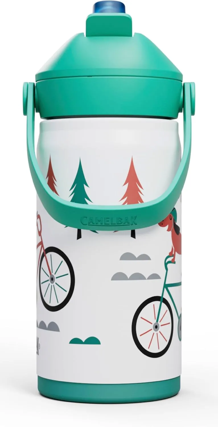 CamelBak Thrive Flip Straw Kids Bite Valve Insulated Stainless Steel Water Bottle Biking Dogs, 12oz