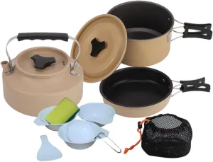 Camping Cookware Set Fry Pan Portable Outdoor Cook Gear Versatile Kettle Cooking Pot for Backpacking BBQ Fishing Home Hiking