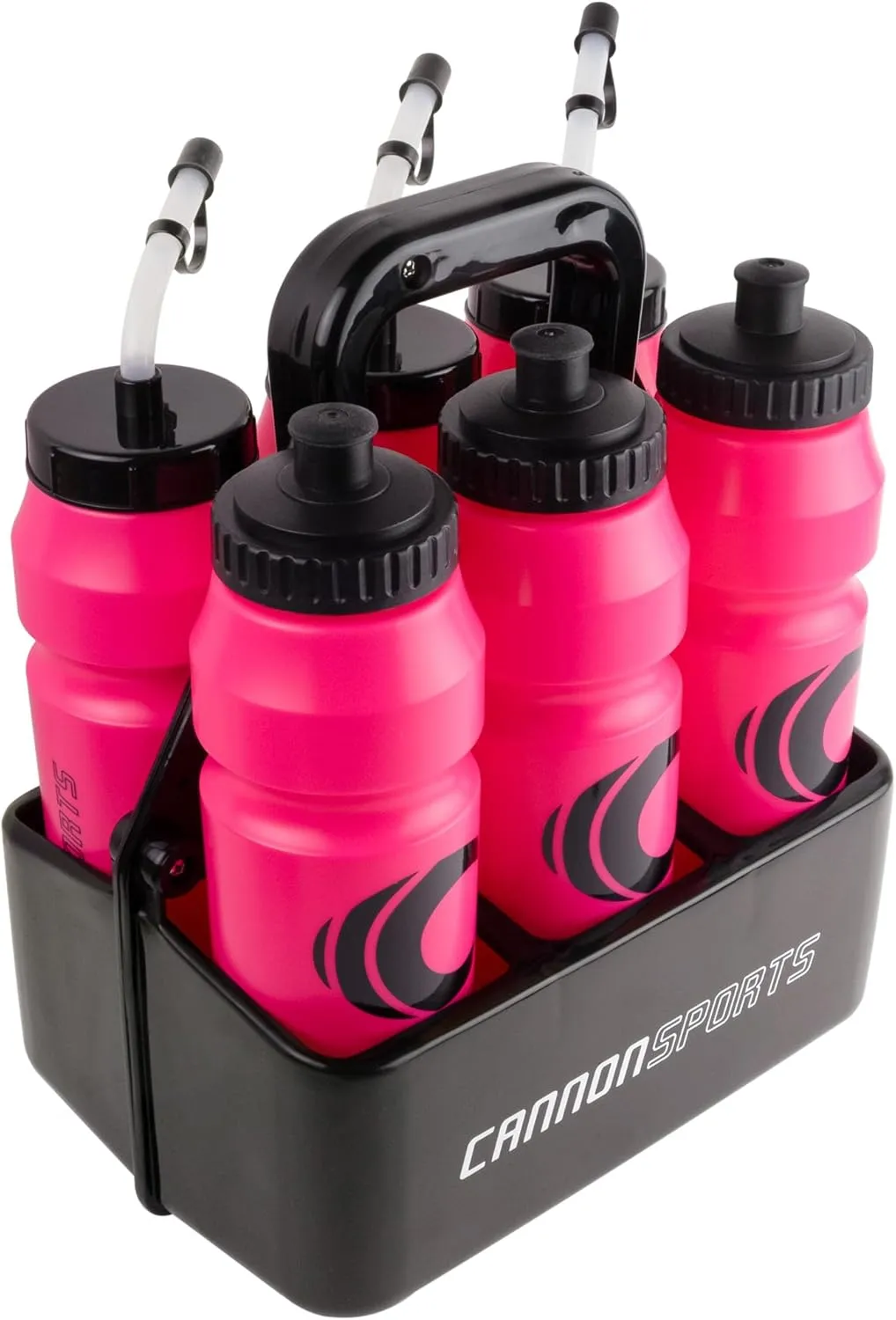 Cannon Sports 1 Liter Sports Water Bottle, BPA-Free, 34oz Capacity, Large Mouth, 2 lids (Straw & Squeeze) with Carrier, Great For Helmet Sports Such As Hockey, Lacrosse, Football, Boxing (Pink)