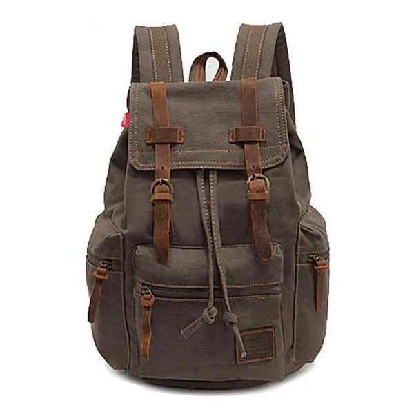 Canvas Multi-Pocket Flap Backpack for Men