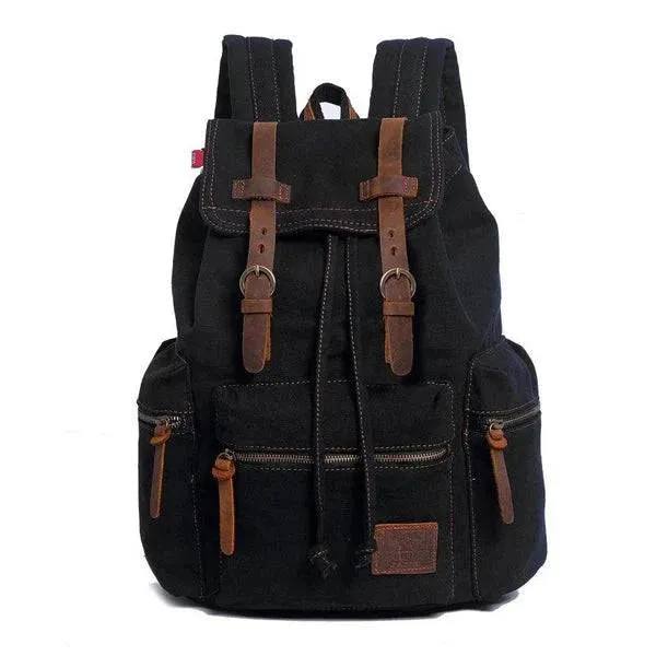 Canvas Multi-Pocket Flap Backpack for Men