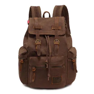 Canvas Multi-Pocket Flap Backpack for Men
