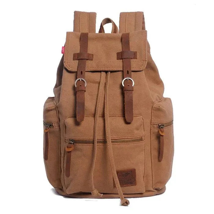 Canvas Multi-Pocket Flap Backpack for Men