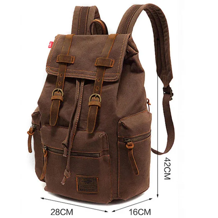 Canvas Multi-Pocket Flap Backpack for Men