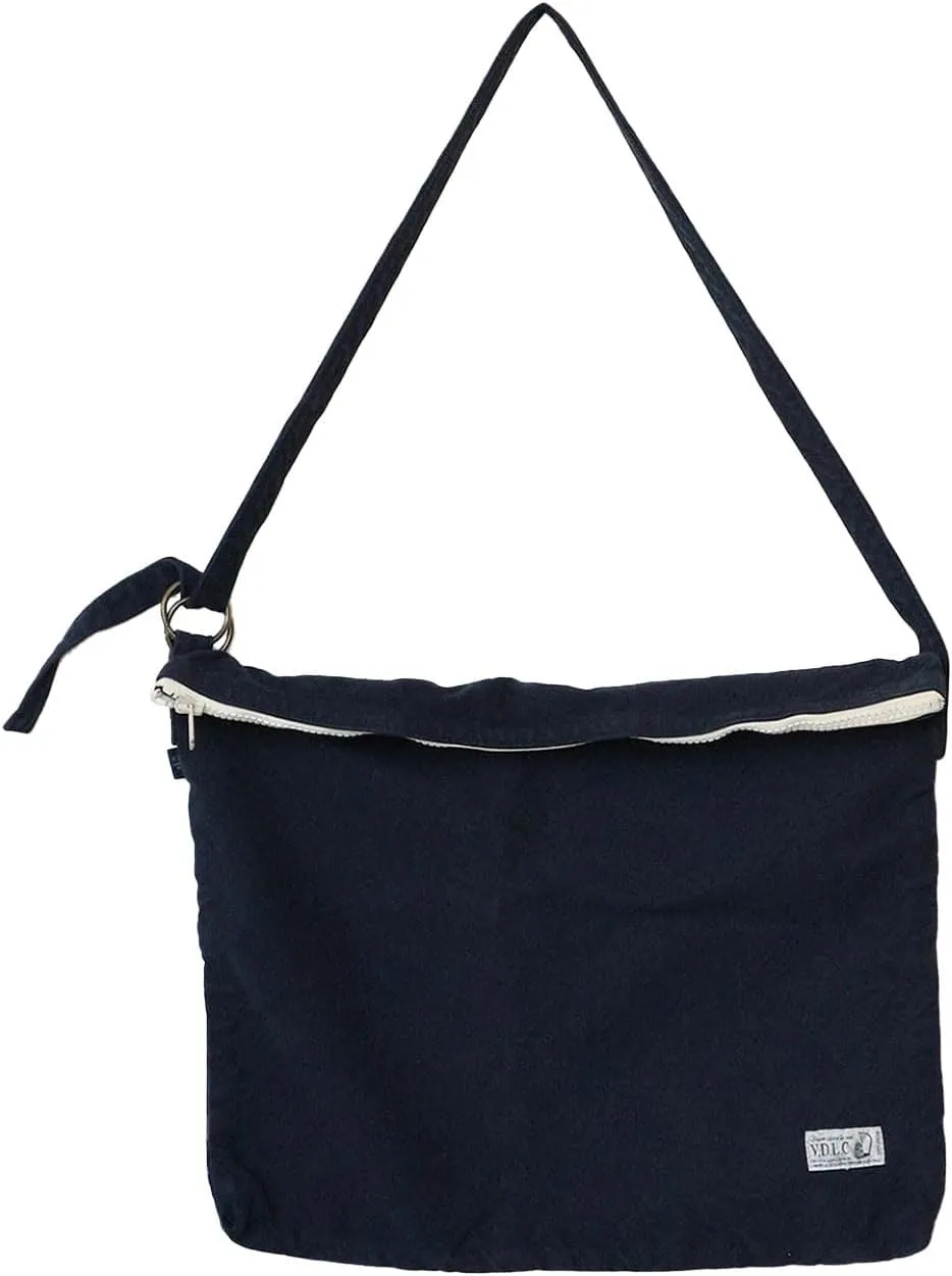 Canvas Shoulder Bag Cotton100% japan Washable Large capacity Adjustable Lightweight Zipper (VC-35)