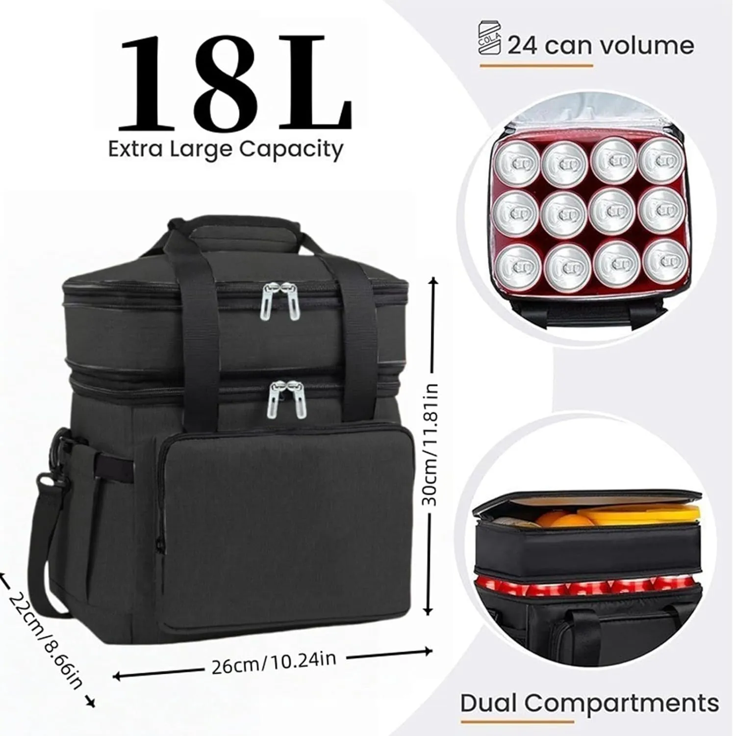 Car Camping Coolers for Alfa Romeo 147/156/159/164/166/MiTo/Spider/Alfetta GT, Leak Proof Cooler, Portable Lightweight Ice Chest Box, Compartments Waterproof Insulated Bag,B-Grey