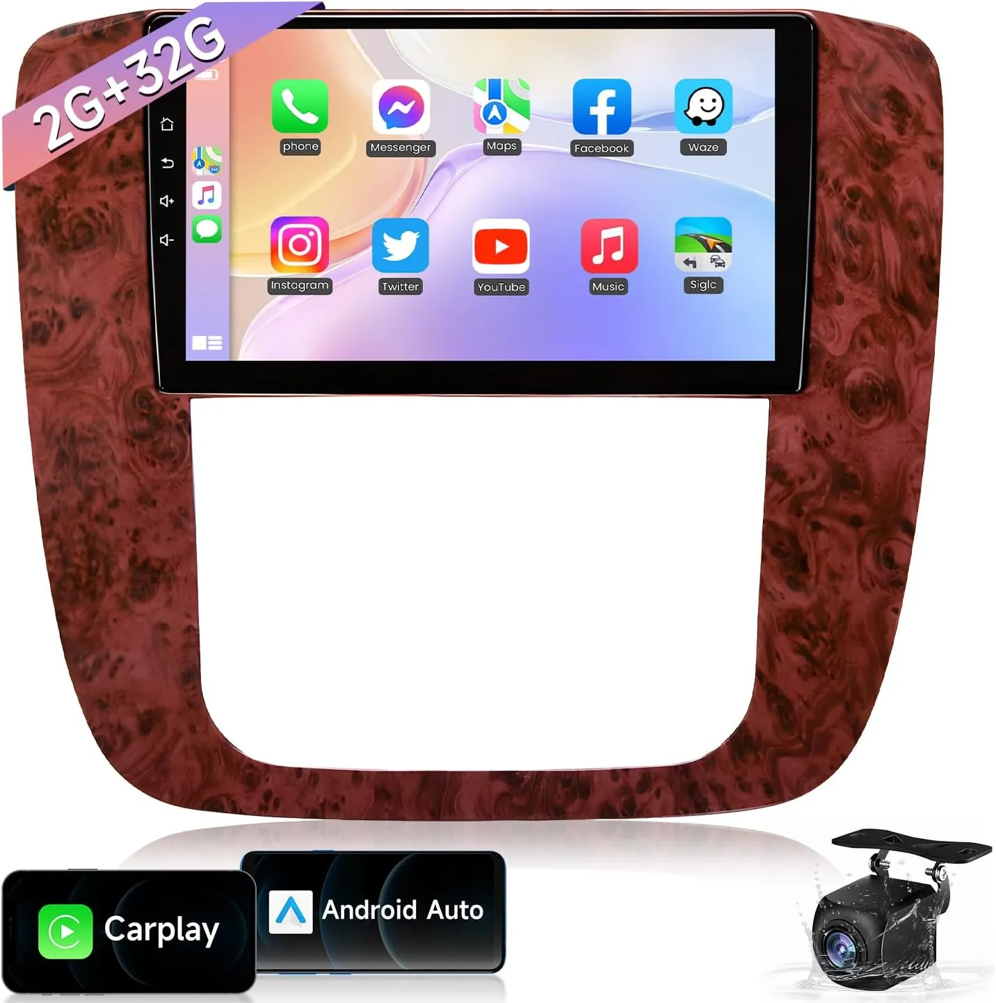 Car Radio Stereo for GMC Yukon Chevrolet Chevy Silverado 2007-2013 : 5G WiFi 9" Upgrade for Tahoe Suburban Sierra 1280*800 Touch Screen Head Unit with Backup Camera — GPS SWC DSP FM Bluetooth Carplay