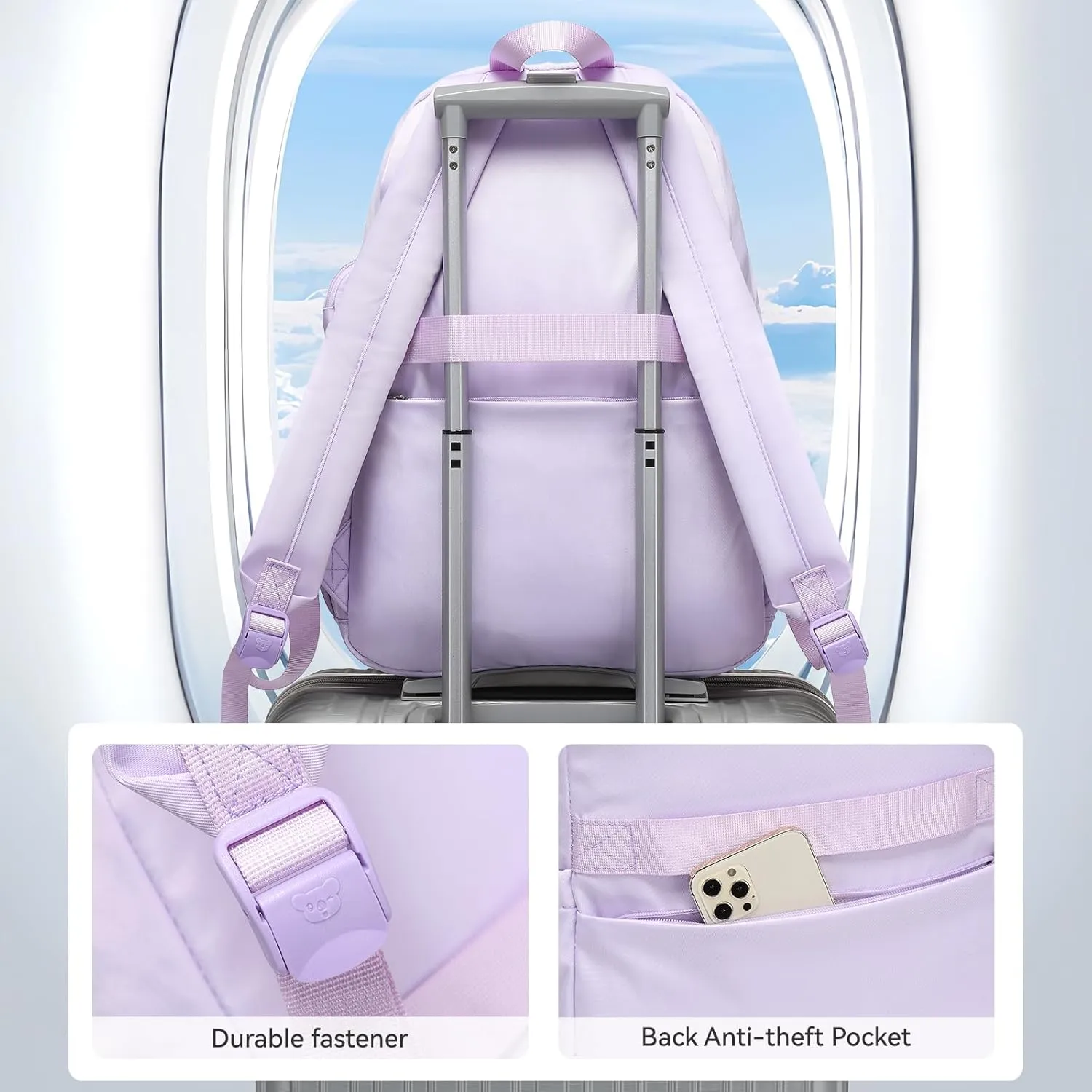 Caran·Y Waterproof School Backpack for Kids 6-18 | Lightweight Durable Girls & Boys Bookbag with Blinking Zipper Pouch Spacious for School Outdoor Travel(Purple)