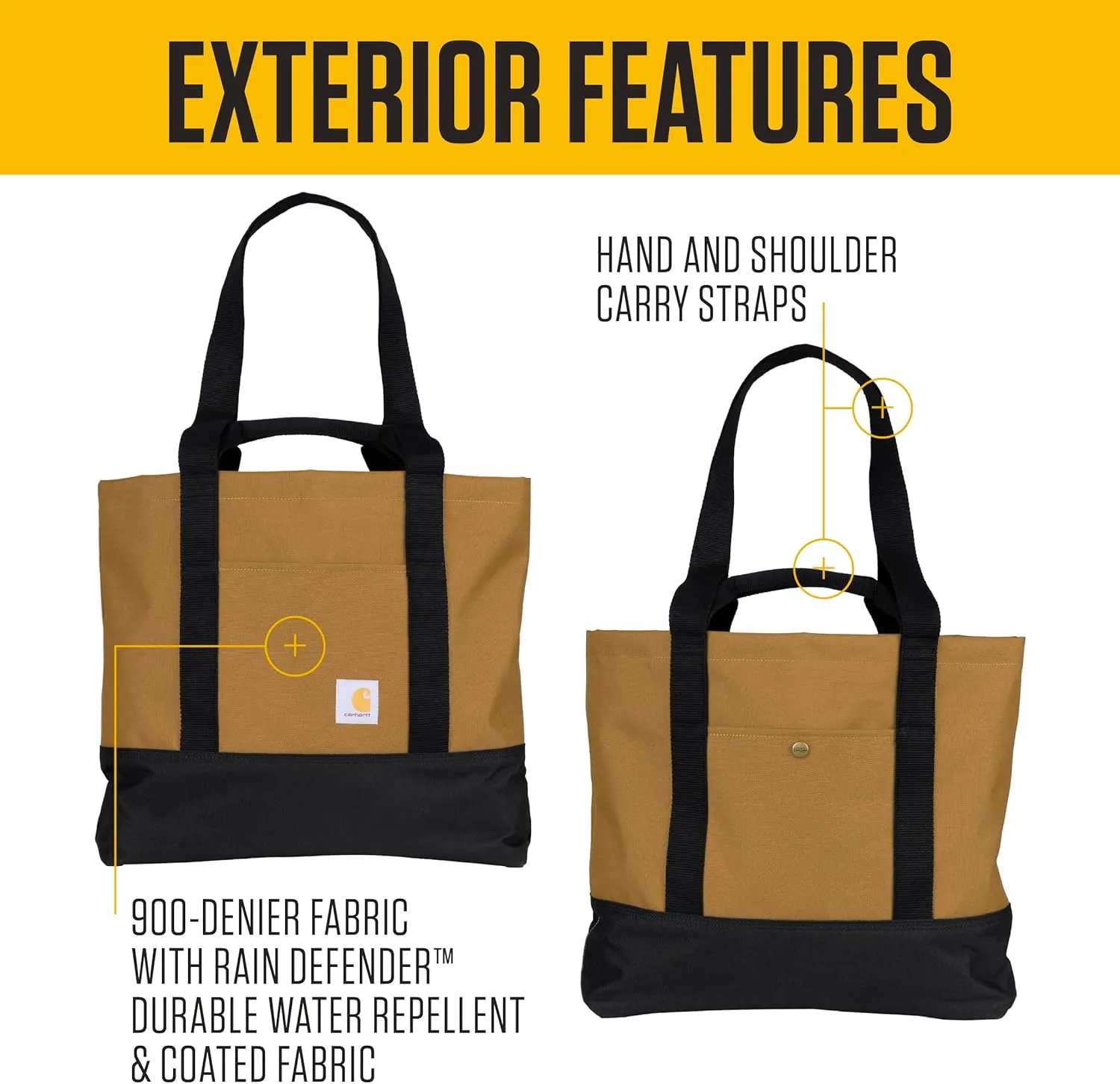 Carhartt Classic Vertical Open Tote Bag, Durable Water Repellent Material W/Hand and Shoulder Straps