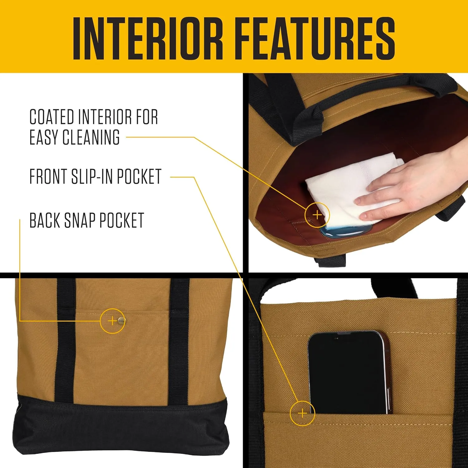 Carhartt Classic Vertical Open Tote Bag, Durable Water Repellent Material W/Hand and Shoulder Straps