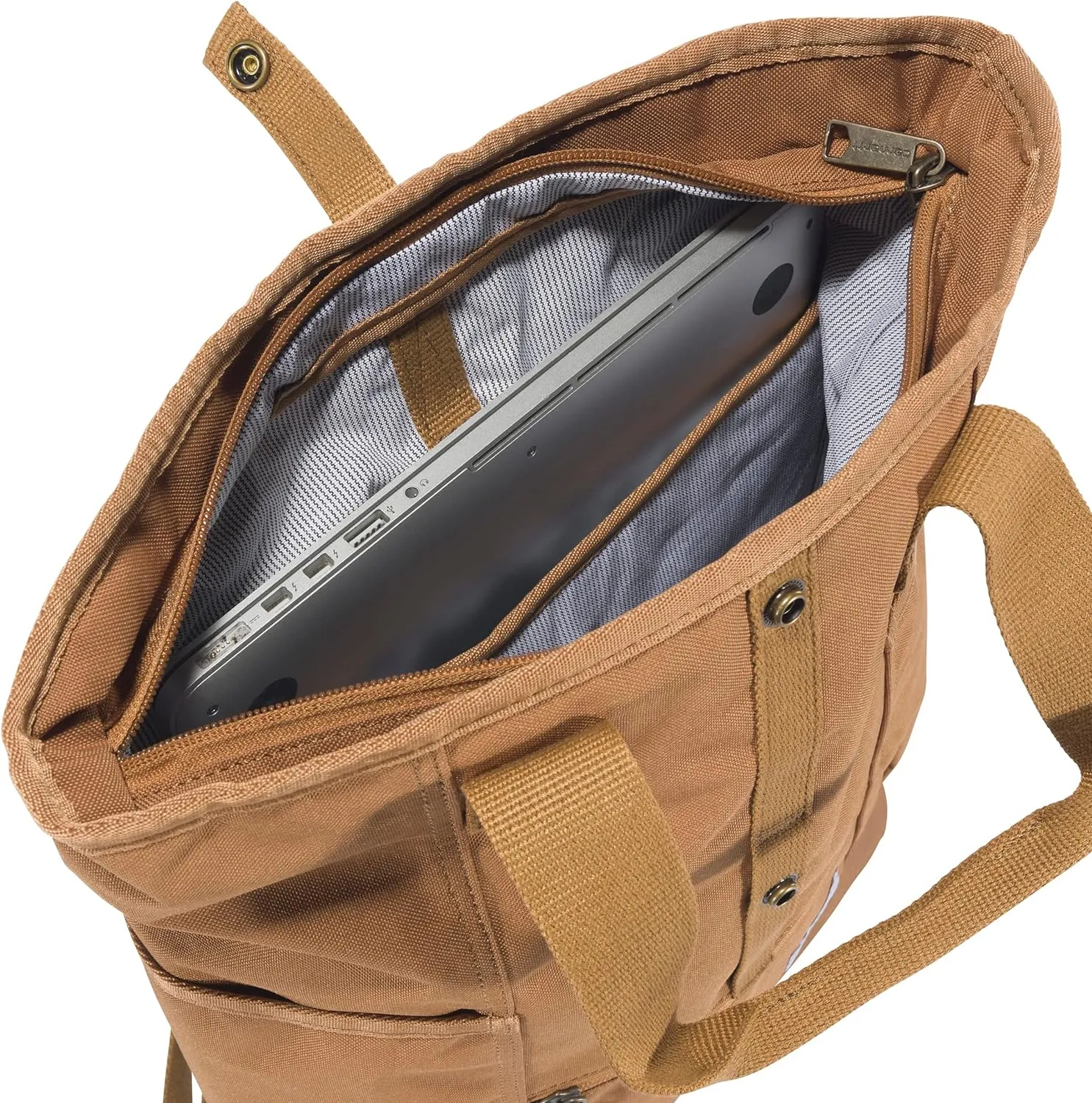Carhartt Convertible Backpack Tote, Durable Tote Bag with Adjustable Backpack Straps and Laptop Sleeve, Carhartt Brown