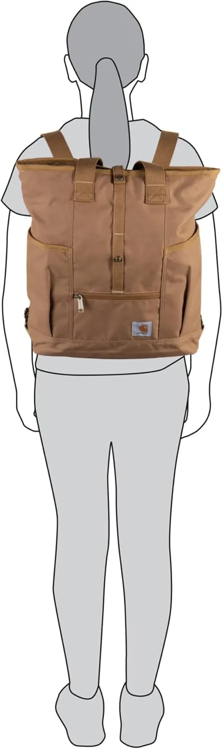 Carhartt Convertible Backpack Tote, Durable Tote Bag with Adjustable Backpack Straps and Laptop Sleeve, Carhartt Brown