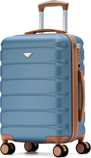 Carry On Suitcase 22x14x9 Hardside Built In TSA Lock & USB Port Lightweight Luggage Silent Double Spinner Wheels Maximum Overhead Carry-On Bag For American & United Approved Airlines