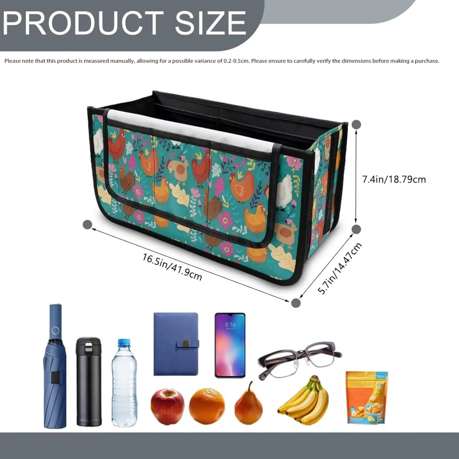 Cartoon Chicken Rooster Rollator Walker Accessories Storage Bag for Four Wheel Rollator Foldable Walker Storage Bag Pouch Storage to Walkers for Senoirs