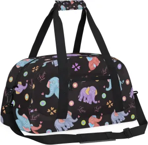 Cartoon Elephant 18 inch Small Gym Bag for Women and Men, Lightweight Carry On Weekender Bag Mini Duffel Bag for Travel Sports Workout