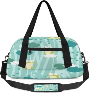 Cartoon Pond Boat Waterproof Sports Gym Bag Portable Dance Gymnastics Work Out Bag Lightweight Travel Duffel Bag Overnight Weekender Bag